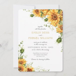 Invitación a la boda de la acuarela de girasol ama