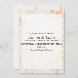 Invitación a la boda de la acuarela de la floral d