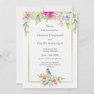 Invitación a la boda de la acuarela de los pájaros
