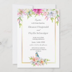 Invitación a la boda de la acuarela de los pájaros