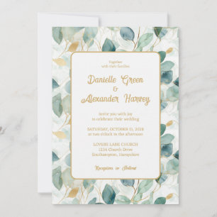 Invitación a la boda de la acuarela de oro de Euca