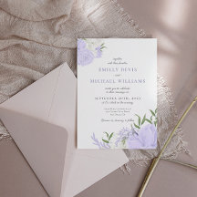 Invitación a la boda de la acuarela del perwinkle 