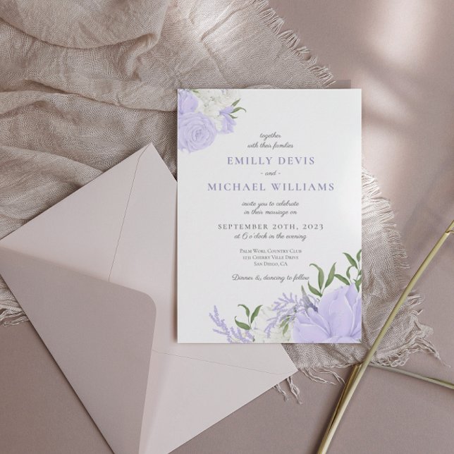 Invitación a la boda de la acuarela del perwinkle  (Subido por el creador)