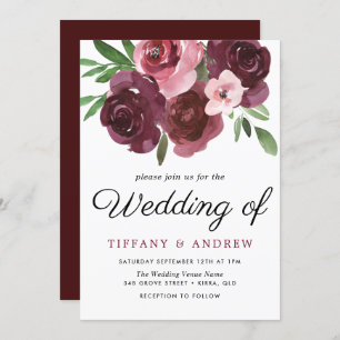 Invitación a la boda de la acuarela floral de Borg