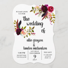 Invitación a la boda de la acuarela floral de Borg