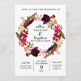 Invitación a la boda de la acuarela floral de Borg