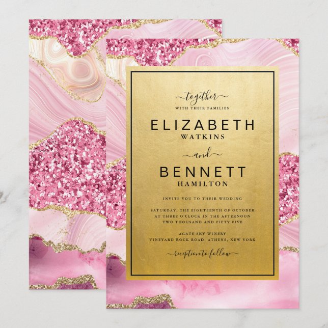 Invitación a la boda de la agencia de oro de Purpu (Anverso / Reverso)