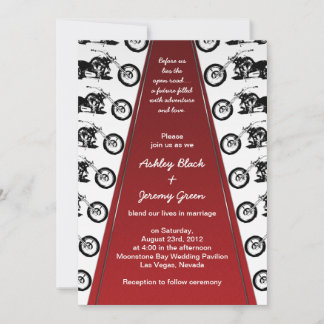 Invitación a la boda de la alfombra roja en motoci