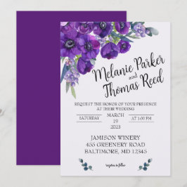 Invitación a la boda de la amapola púrpura