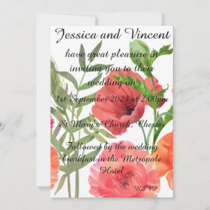 Invitación a la boda de la amapola - se puede pers