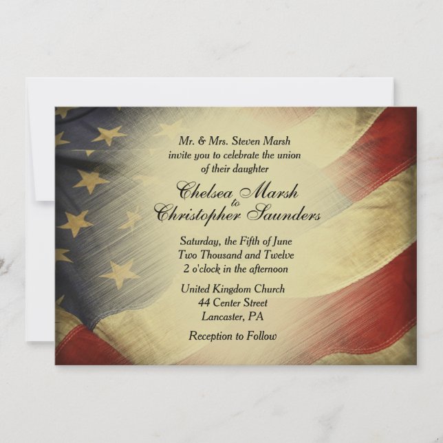 Invitación a la boda de la antigua bandera estadou (Anverso)