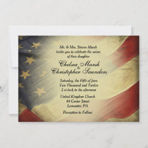 Invitación a la boda de la antigua bandera estadou