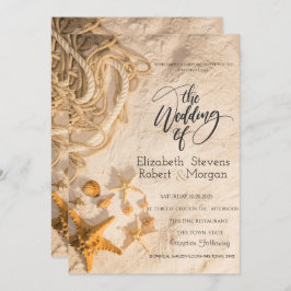 Invitación a la boda de la arena de Seashells Rope