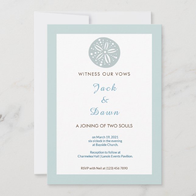 Invitación a la boda de la arena verde azul simple (Anverso)