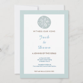 Invitación a la boda de la arena verde azul simple