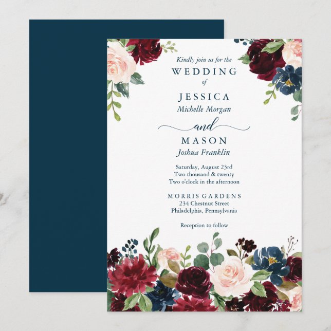 Invitación a la boda de la Armada Rustica de Borgo (Anverso / Reverso)
