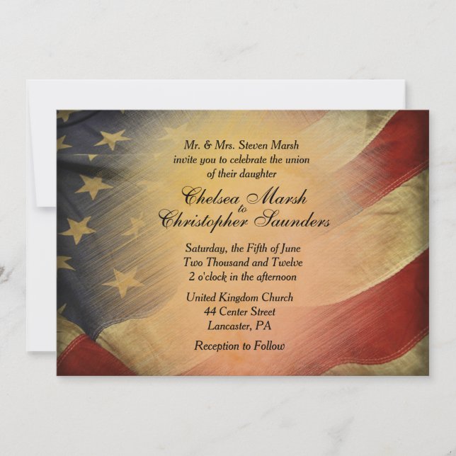 Invitación a la boda de la Bandera Antiamericana (Anverso)