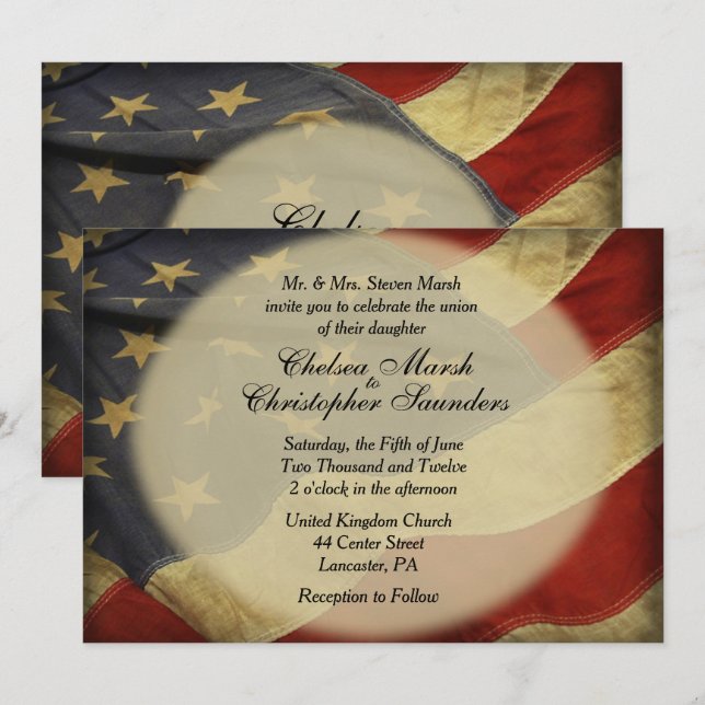 Invitación a la boda de la Bandera Antiamericana (Anverso / Reverso)