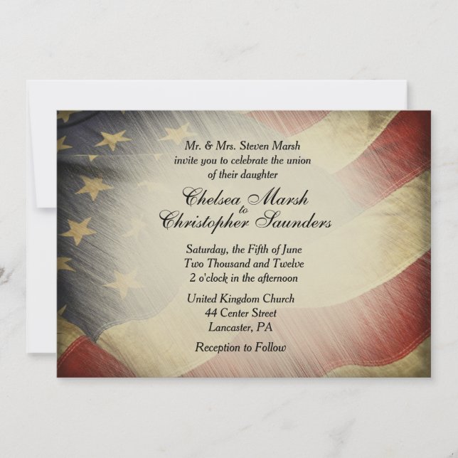 Invitación a la boda de la Bandera Antiamericana (Anverso)