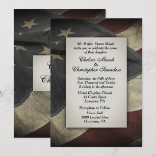 Invitación a la boda de la bandera de EEUU de Vint