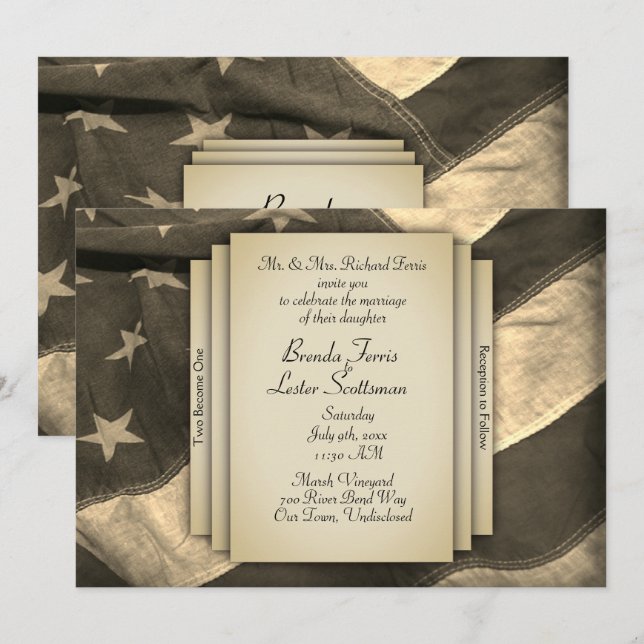 Invitación a la boda de la bandera de los Estados  (Anverso / Reverso)
