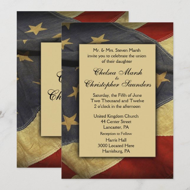 Invitación a la boda de la bandera de los Estados  (Anverso / Reverso)