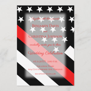 Invitación a la boda de la bandera del bombero