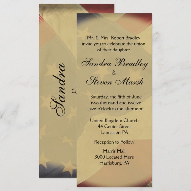 Invitación a la boda de la bandera estadounidense (Anverso / Reverso)