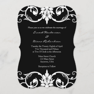 Invitación a la boda de la barandilla floral negra