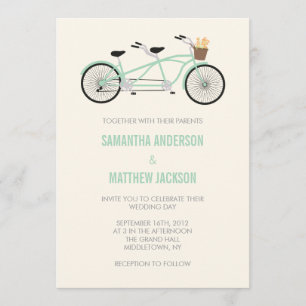 Invitación a la boda de la bicicleta tándem - Verd