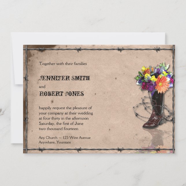 Invitación a la boda de la boda con el alambre de  (Anverso)