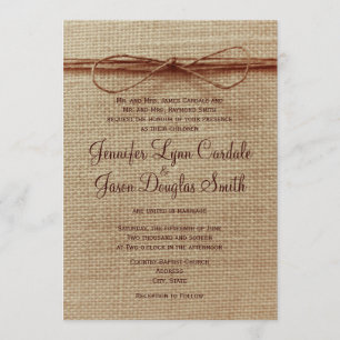 Invitación a la boda de la Boda de Bow en Burlap, 