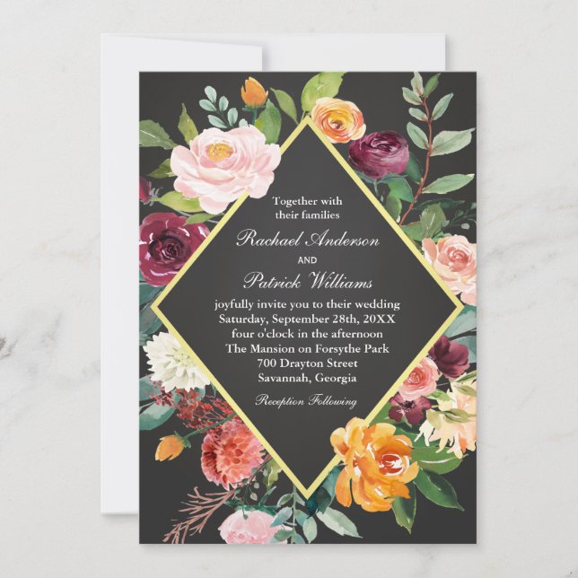 Invitación a la boda de la Boda de Chalkboard Rúst (Anverso)