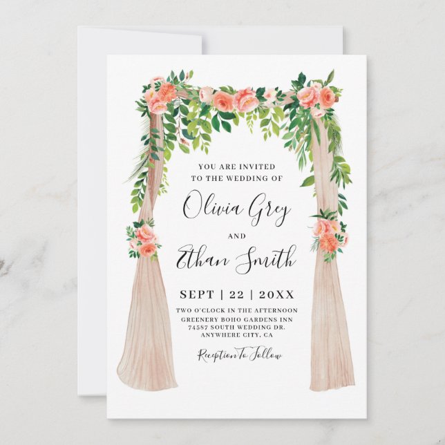 Invitación a la boda de la Boda de Cuchillo floral (Anverso)