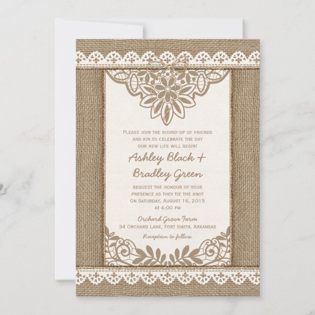 Invitación a la boda de la boda de la Boda de Burl (Anverso)
