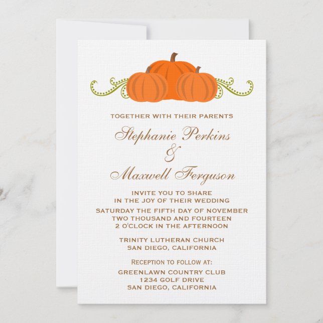 Invitación a la boda de la boda de la caída de la  (Anverso)