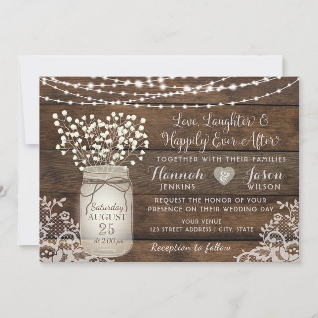 Invitación a la boda de la boda de la encaje de ma (Anverso)