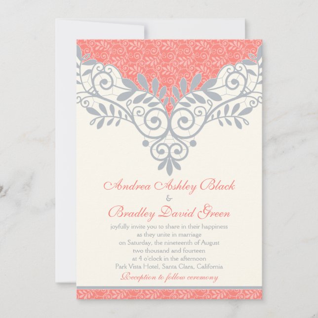 Invitación a la boda de la boda de la encía gris d (Anverso)