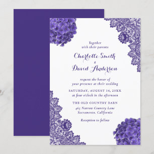 Invitación a la boda de la boda de la flor púrpura