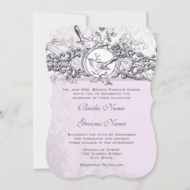 Invitación a la boda de la boda de la Lavanda de l (Reverso)