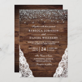 Invitación a la boda de la boda de la madera marró