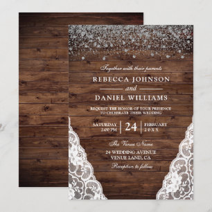 Invitación a la boda de la boda de la madera marró