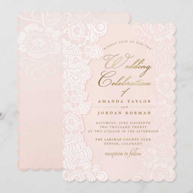 Invitación a la boda de la boda de la pareja flora (Anverso / Reverso)