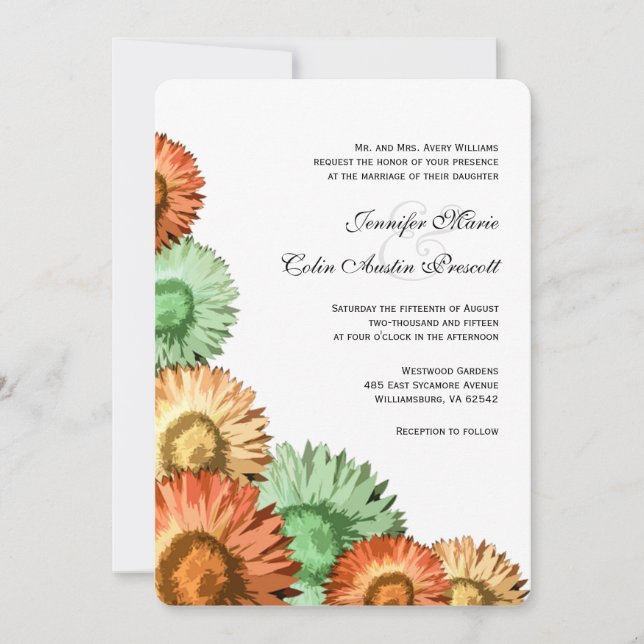 Invitación a la boda de la boda de las Flores Past (Anverso)