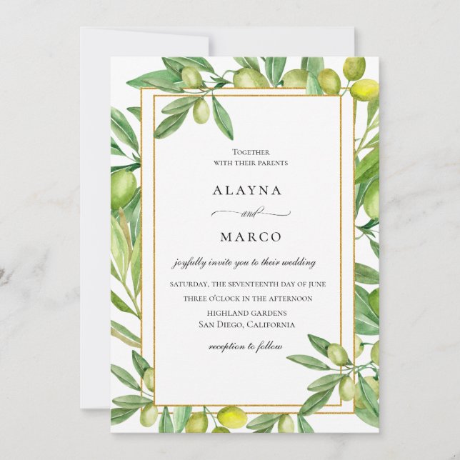 Invitación a la boda de la Boda de Oro de Toscana (Anverso)