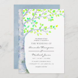 Invitación a la boda de la boda de un árbol de ave