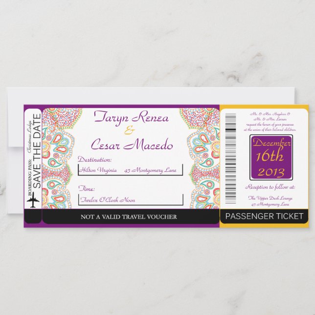 Invitación a la boda de la boda de un Pase de Emba (Anverso)