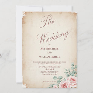Invitación a la boda de la boda de un Rosa de Rubo