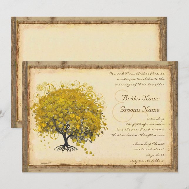 Invitación a la boda de la boda del árbol del cora (Anverso / Reverso)