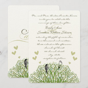 Invitación a la boda de la boda del árbol verde de